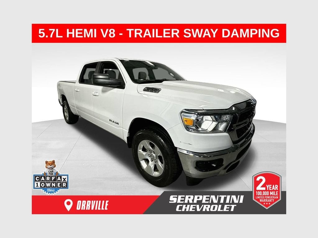 2022 RAM 1500 Big Horn in White — front three-quarter view