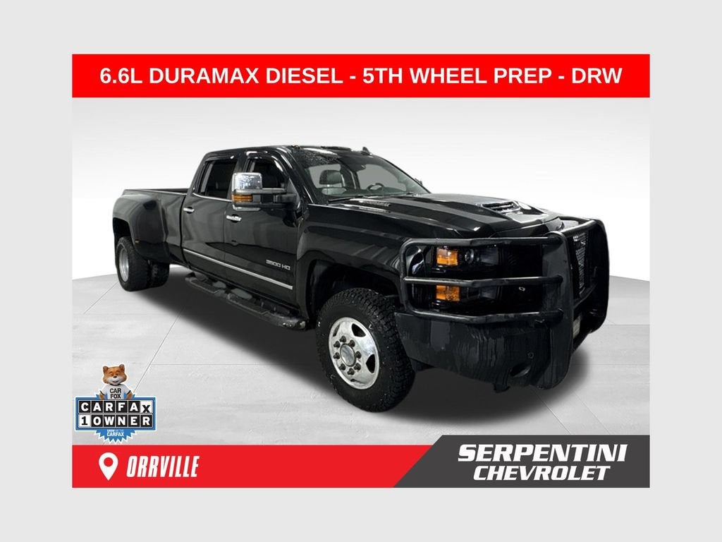 2019 Chevrolet Silverado 3500 HD LTZ in Black — front three-quarter view