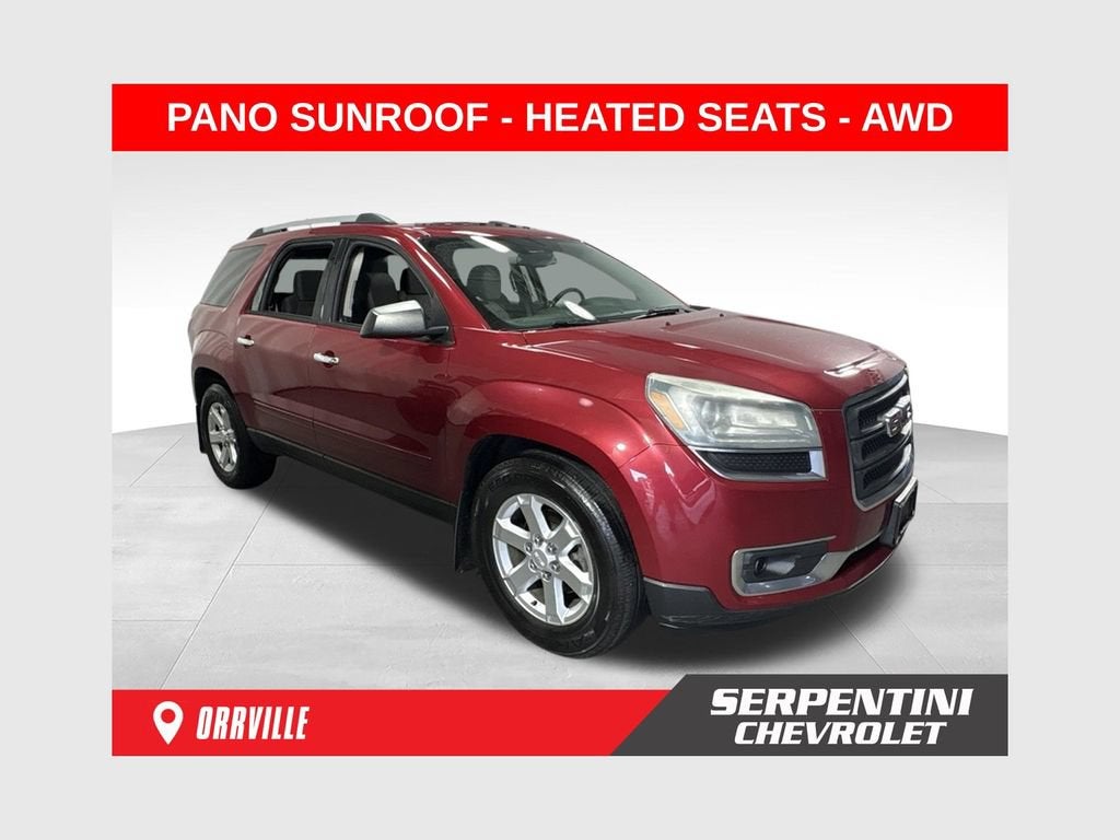 2014 GMC Acadia SLE in Crystal Red Tintcoat — front three-quarter view