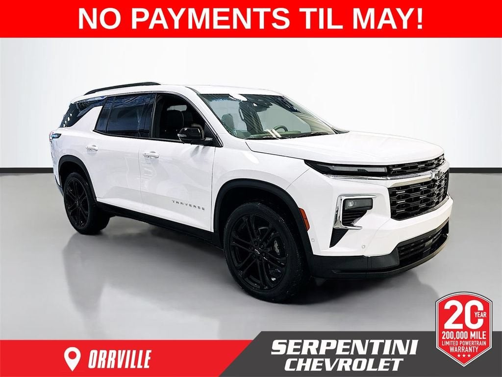 2026 Chevrolet Traverse LT in Summit White — front three-quarter view